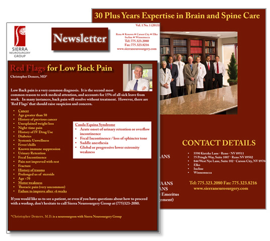Sierra Neurosurgery Group Newsletter - April 2013