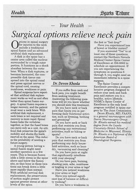 Surgical options relieve neck pain